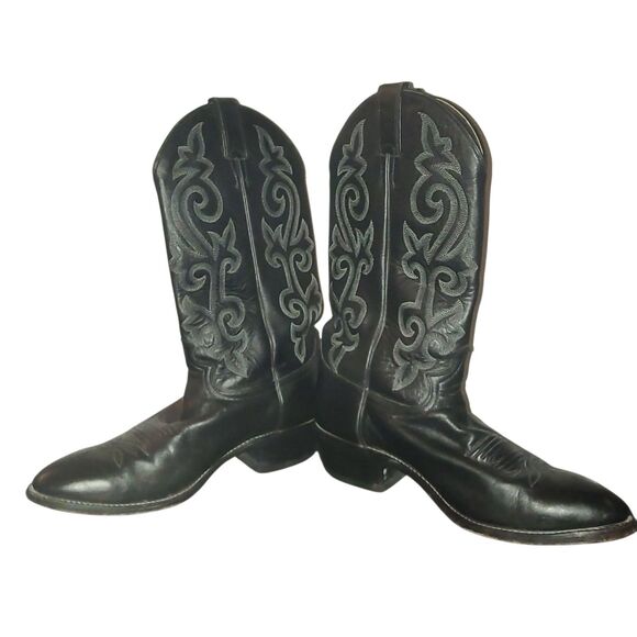Justin London Boots Men's Sz 9 EE Black Leather Western Rodeo Style 1409 Classic - Picture 1 of 14